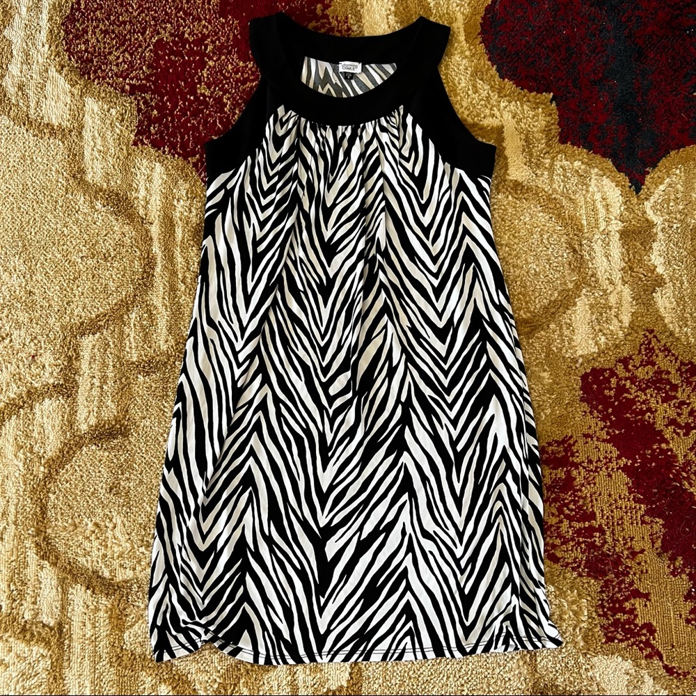 Zebra Print Scoop Neck Sleeveless Dress - Size S